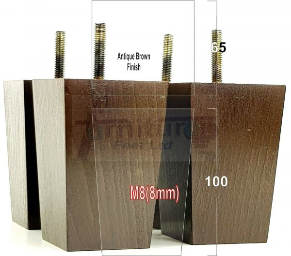 4x BLOCK WOOD REPLACEMENT FURNITURE SOFA LEGS M8(8mm) SETTEE FEET 100mm HIGH - Image 11