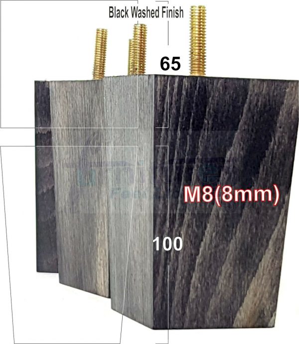 4x BLOCK WOOD REPLACEMENT FURNITURE SOFA LEGS M8(8mm) SETTEE FEET 100mm HIGH - Image 13