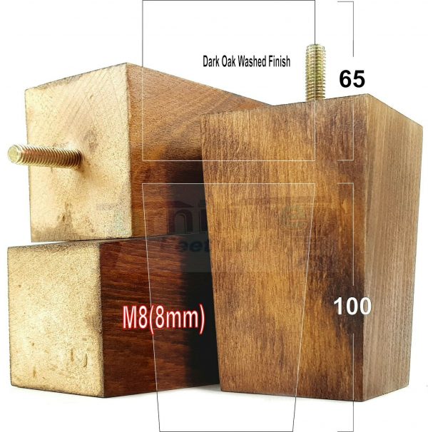 4x BLOCK WOOD REPLACEMENT FURNITURE SOFA LEGS M8(8mm) SETTEE FEET 100mm HIGH - Image 16