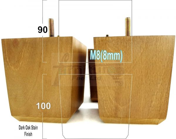 4x BLOCK WOOD SOFA LEGS 100mm High CHAIR FURNITURE REPLACEMENT FEET M8(8mm) - Image 19
