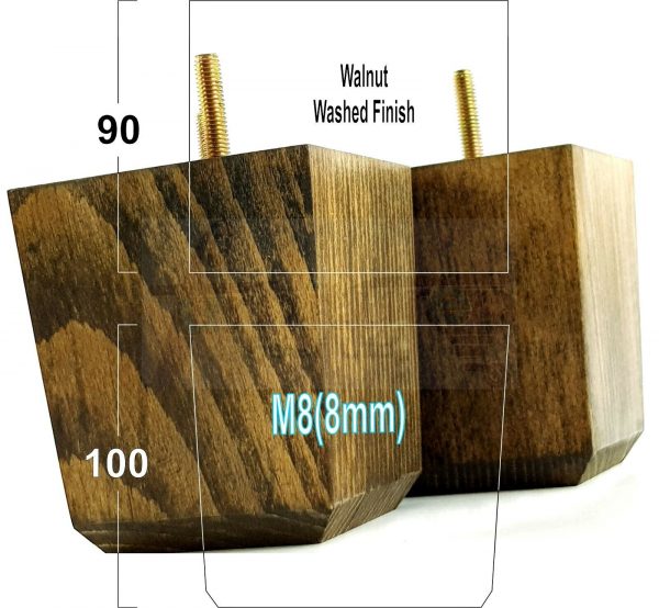 4x BLOCK WOOD SOFA LEGS 100mm High CHAIR FURNITURE REPLACEMENT FEET M8(8mm) - Image 20