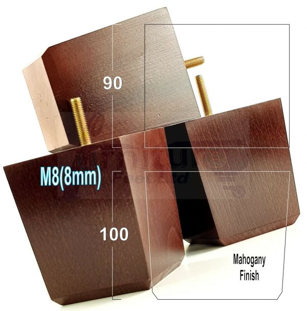 4x BLOCK WOOD SOFA LEGS 100mm High CHAIR FURNITURE REPLACEMENT FEET M8(8mm) - Image 23