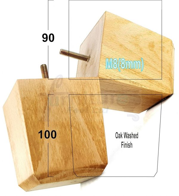 4x BLOCK WOOD SOFA LEGS 100mm High CHAIR FURNITURE REPLACEMENT FEET M8(8mm) - Image 29