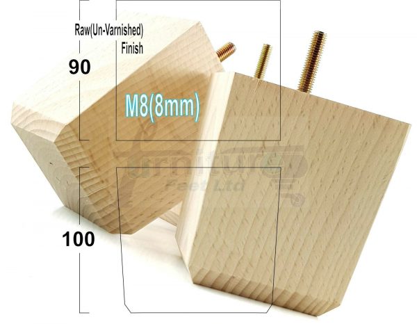 4x BLOCK WOOD SOFA LEGS 100mm High CHAIR FURNITURE REPLACEMENT FEET M8(8mm) - Image 27