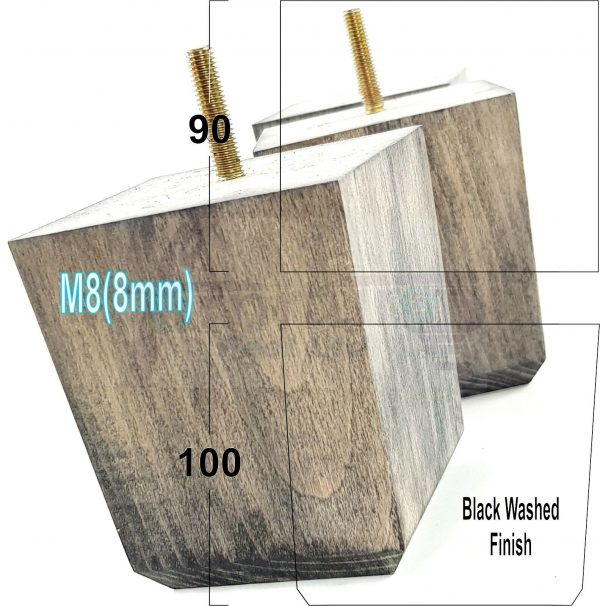 4x BLOCK WOOD SOFA LEGS 100mm High CHAIR FURNITURE REPLACEMENT FEET M8(8mm) - Image 16