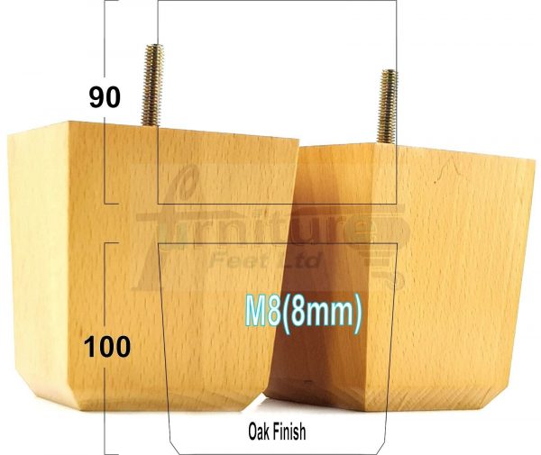 4x BLOCK WOOD SOFA LEGS 100mm High CHAIR FURNITURE REPLACEMENT FEET M8(8mm) - Image 28