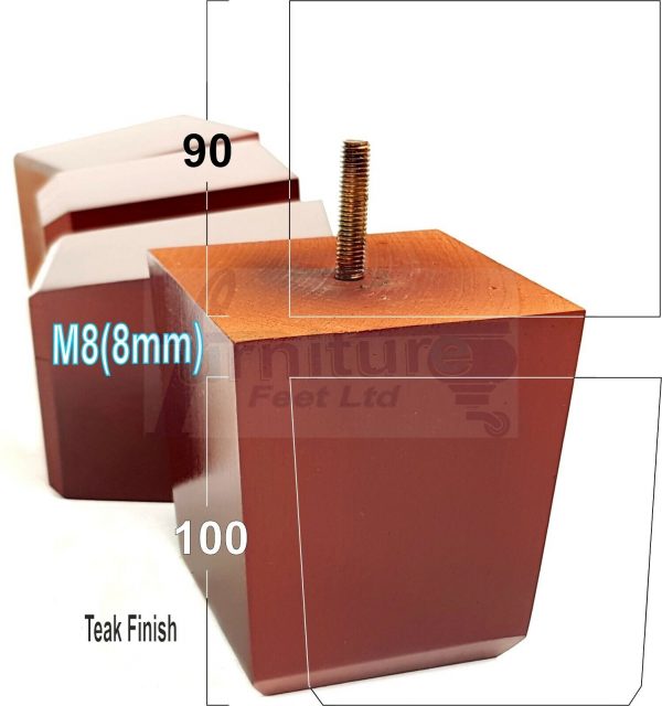 4x BLOCK WOOD SOFA LEGS 100mm High CHAIR FURNITURE REPLACEMENT FEET M8(8mm) - Image 30