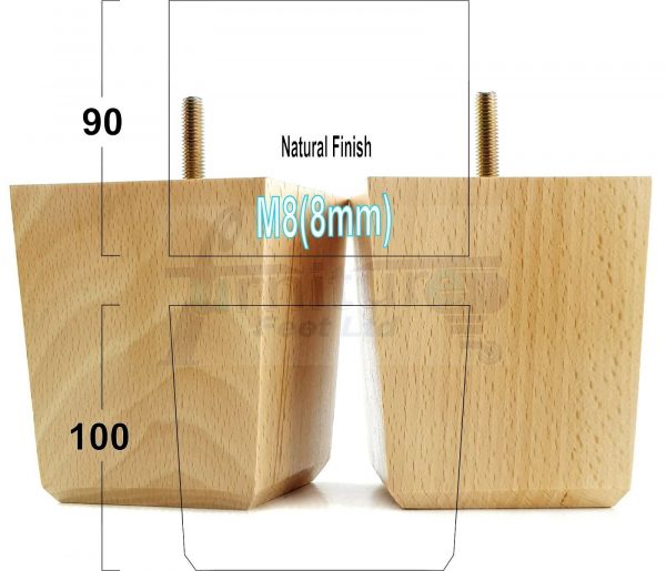 4x BLOCK WOOD SOFA LEGS 100mm High CHAIR FURNITURE REPLACEMENT FEET M8(8mm) - Image 26