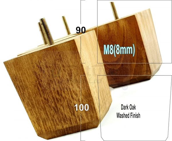 4x BLOCK WOOD SOFA LEGS 100mm High CHAIR FURNITURE REPLACEMENT FEET M8(8mm) - Image 18