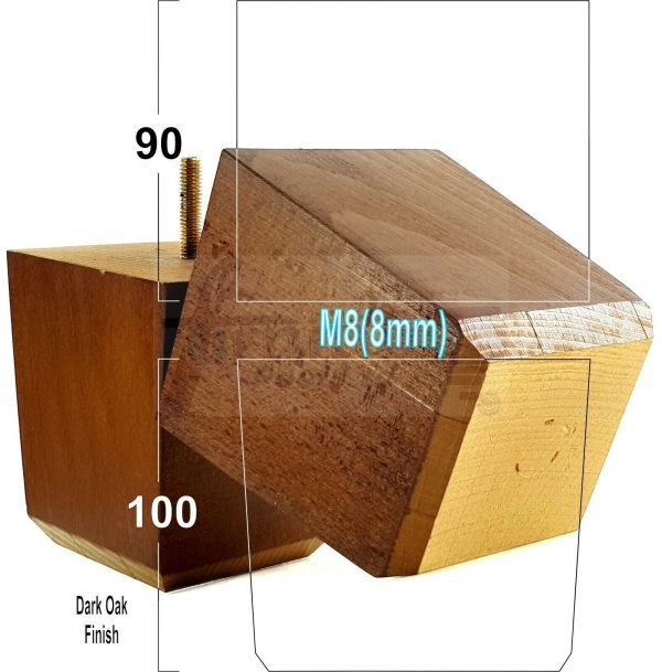 4x BLOCK WOOD SOFA LEGS 100mm High CHAIR FURNITURE REPLACEMENT FEET M8(8mm) - Image 17