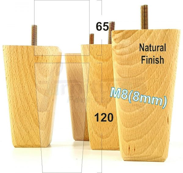 4x BLOCK WOODEN SOFA LEGS 120mm High CHAIR REPLACEMENT FURNITURE FEET M8(8mm) - Image 13