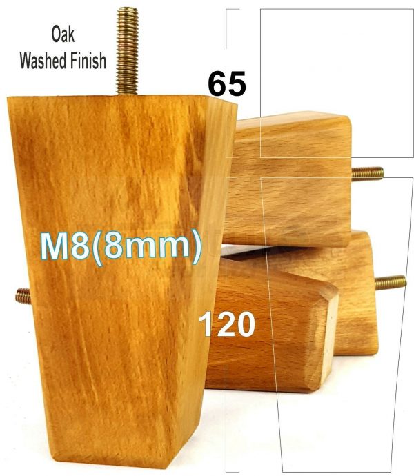 4x BLOCK WOODEN SOFA LEGS 120mm High CHAIR REPLACEMENT FURNITURE FEET M8(8mm) - Image 16