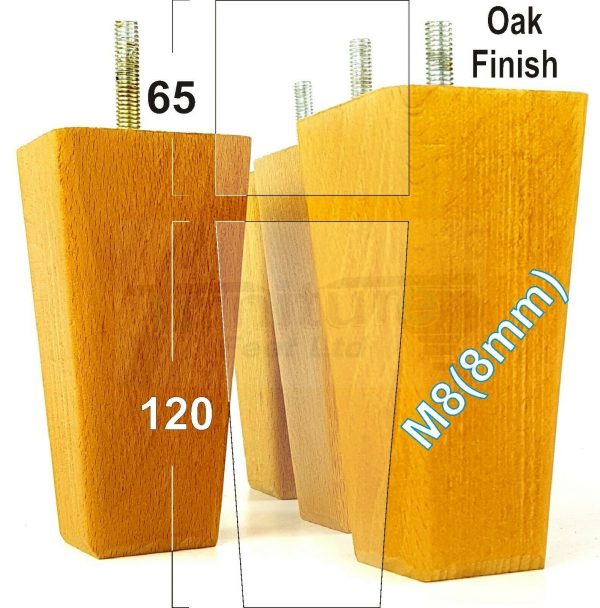 4x BLOCK WOODEN SOFA LEGS 120mm High CHAIR REPLACEMENT FURNITURE FEET M8(8mm) - Image 15