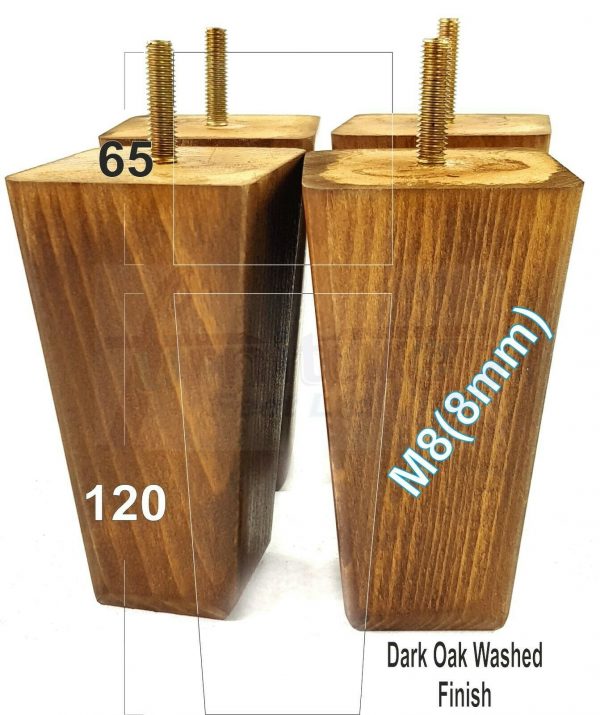 4x BLOCK WOODEN SOFA LEGS 120mm High CHAIR REPLACEMENT FURNITURE FEET M8(8mm) - Image 6