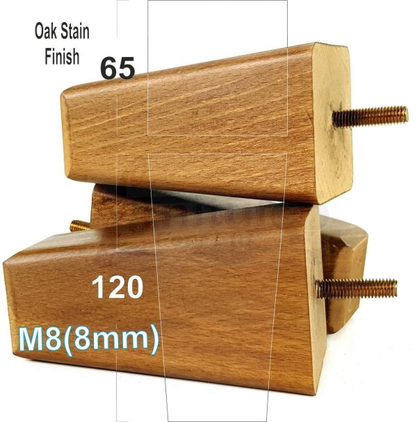 4x BLOCK WOODEN SOFA LEGS 120mm High CHAIR REPLACEMENT FURNITURE FEET M8(8mm) - Image 7