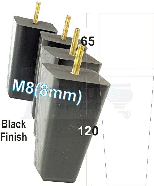 4x BLOCK WOODEN SOFA LEGS 120mm High CHAIR REPLACEMENT FURNITURE FEET M8(8mm) - Image 4