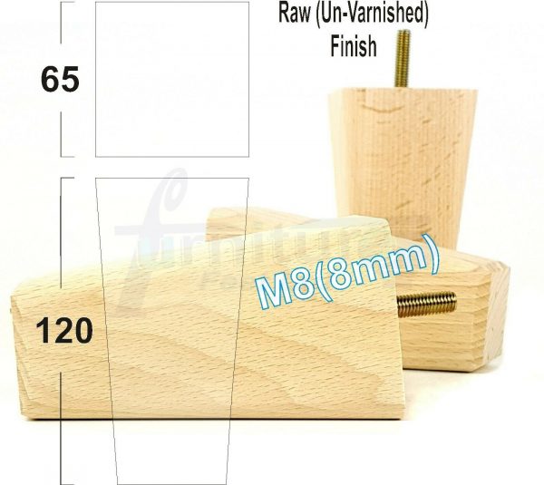 4x BLOCK WOODEN SOFA LEGS 120mm High CHAIR REPLACEMENT FURNITURE FEET M8(8mm) - Image 14