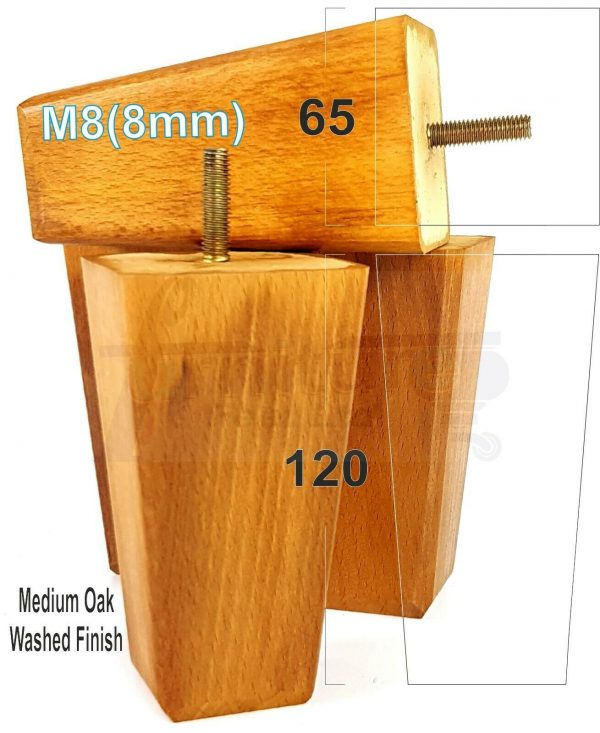 4x BLOCK WOODEN SOFA LEGS 120mm High CHAIR REPLACEMENT FURNITURE FEET M8(8mm) - Image 11