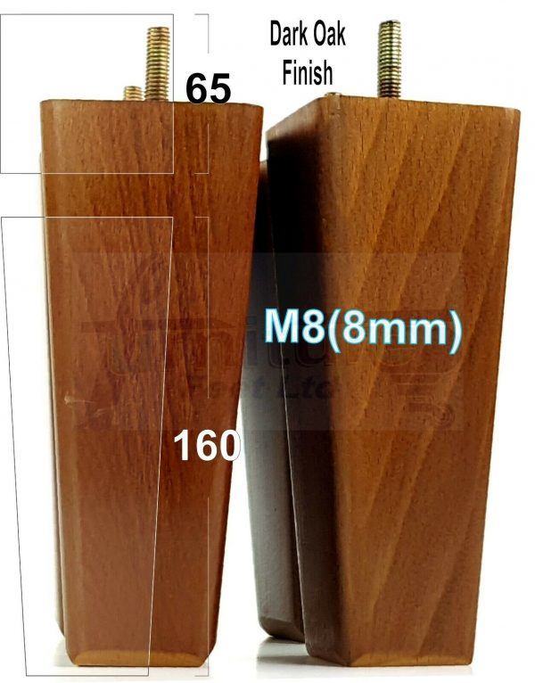 4x BLOCK WOODEN SOFA LEGS 160mm High CHAIR REPLACEMENT FURNITURE FEET M8(8mm) - Image 5