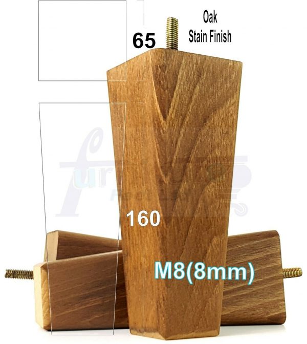 4x BLOCK WOODEN SOFA LEGS 160mm High CHAIR REPLACEMENT FURNITURE FEET M8(8mm) - Image 7
