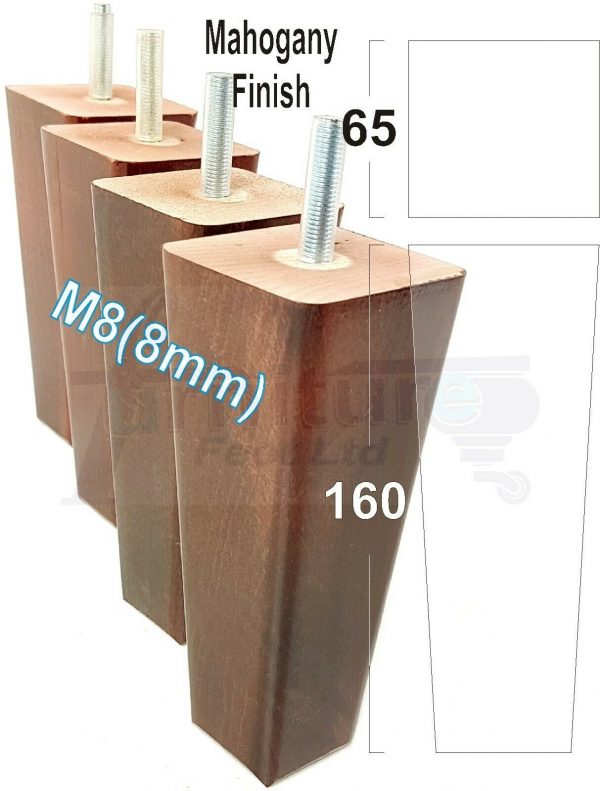 4x BLOCK WOODEN SOFA LEGS 160mm High CHAIR REPLACEMENT FURNITURE FEET M8(8mm) - Image 11
