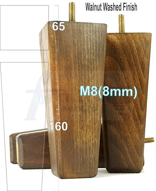 4x BLOCK WOODEN SOFA LEGS 160mm High CHAIR REPLACEMENT FURNITURE FEET M8(8mm) - Image 8