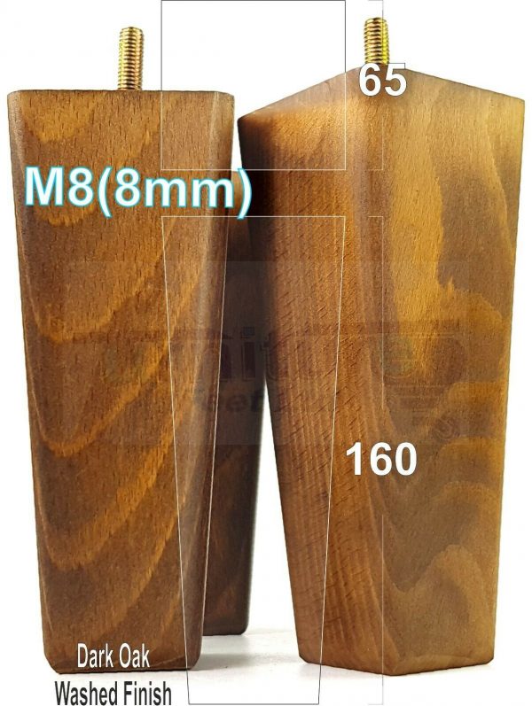 4x BLOCK WOODEN SOFA LEGS 160mm High CHAIR REPLACEMENT FURNITURE FEET M8(8mm) - Image 6