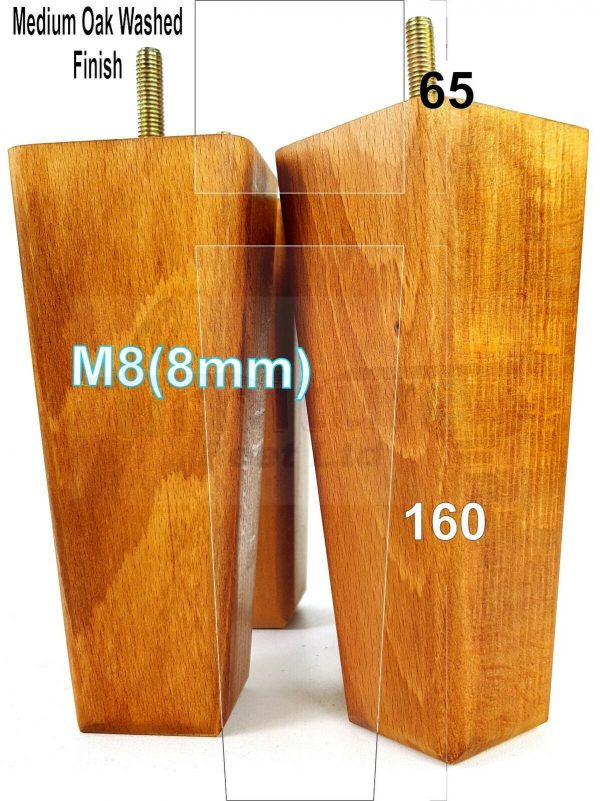 4x BLOCK WOODEN SOFA LEGS 160mm High CHAIR REPLACEMENT FURNITURE FEET M8(8mm) - Image 10