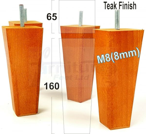 4x BLOCK WOODEN SOFA LEGS 160mm High CHAIR REPLACEMENT FURNITURE FEET M8(8mm) - Image 16