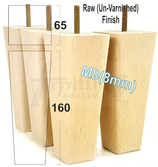 4x BLOCK WOODEN SOFA LEGS 160mm High CHAIR REPLACEMENT FURNITURE FEET M8(8mm) - Image 13