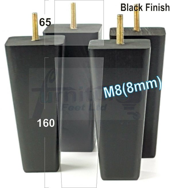 4x BLOCK WOODEN SOFA LEGS 160mm High CHAIR REPLACEMENT FURNITURE FEET M8(8mm) - Image 4
