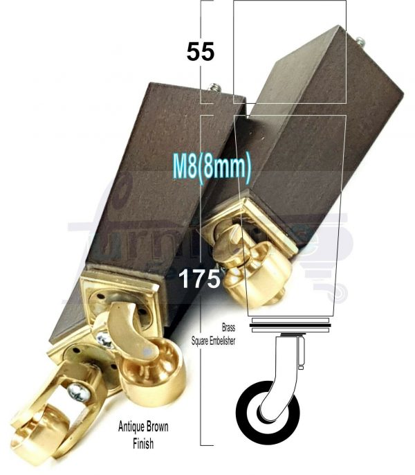 4x BRASS CASTOR LEGS 175mm High CHAIR REPLACEMENT SETTEE FURNITURE FEET M8(8mm) - Image 12