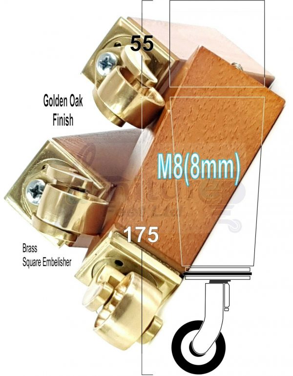 4x BRASS CASTOR LEGS 175mm High CHAIR REPLACEMENT SETTEE FURNITURE FEET M8(8mm) - Image 18