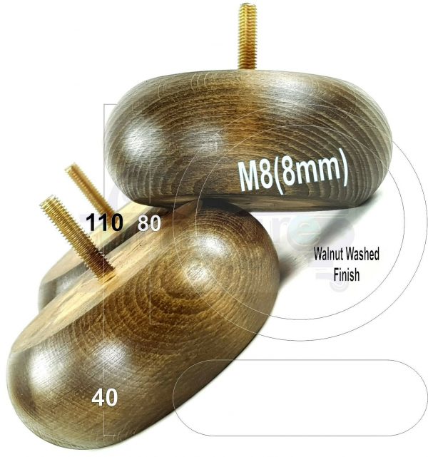 4x BUN WOOD FURNITURE CHAIR LEGS 40mm High SETTEE REPLACEMENT SOFA FEET M8(8mm) - Image 17
