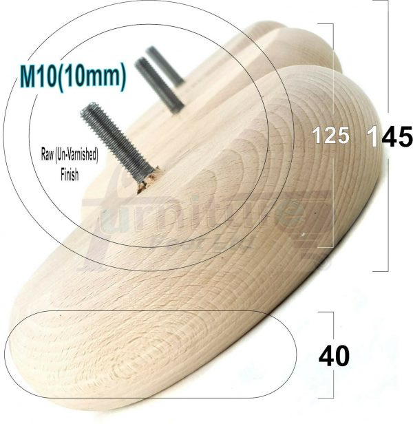 4x BUN WOOD REPLACEMENT FURNITURE CHAIR LEGS M10(10mm) - SETTEE FEET 40mm HIGH - Image 25
