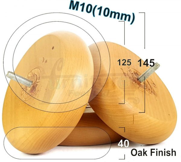 4x BUN WOOD REPLACEMENT FURNITURE CHAIR LEGS M10(10mm) - SETTEE FEET 40mm HIGH - Image 21