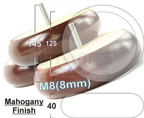 4x BUN WOOD SETTEE LEGS 40mm High CHAIR REPLACEMENT SOFA FURNITURE FEET M8(8mm) - Image 19