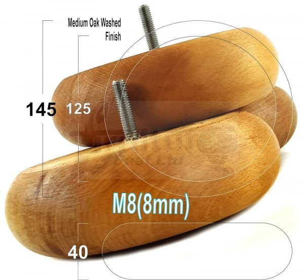 4x BUN WOOD SETTEE LEGS 40mm High CHAIR REPLACEMENT SOFA FURNITURE FEET M8(8mm) - Image 18