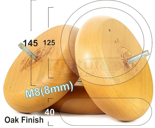 4x BUN WOOD SETTEE LEGS 40mm High CHAIR REPLACEMENT SOFA FURNITURE FEET M8(8mm) - Image 23