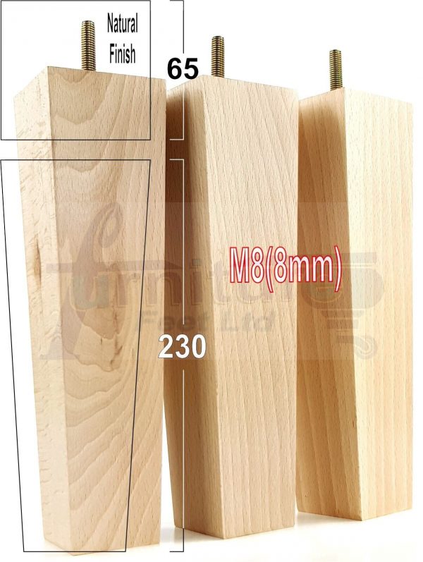 4x Block Wood Replacement Furniture Sofa Legs M8 Chair, Sofa, Settee Feet 230mm - Image 25