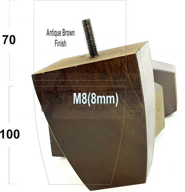 4x CHAIR REPLACEMENT BLOCK WOODEN SETTEE LEGS 100mm High FURNITURE FEET M8(8mm) - Image 8