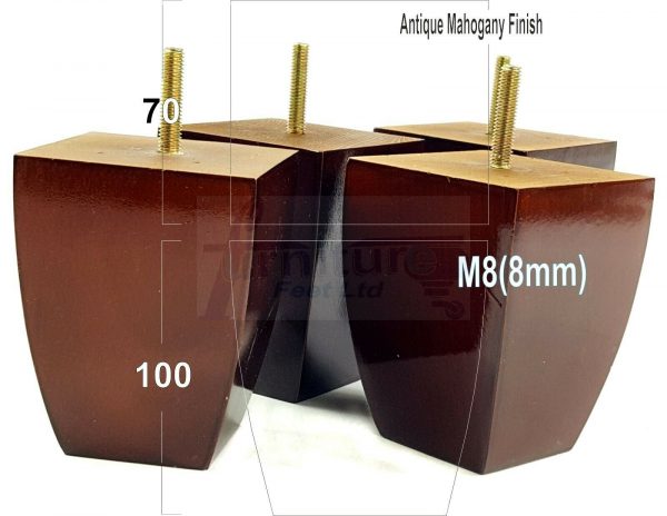 4x CHAIR REPLACEMENT BLOCK WOODEN SETTEE LEGS 100mm High FURNITURE FEET M8(8mm) - Image 19
