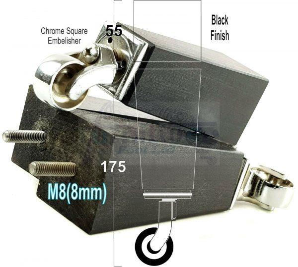 4x CHROME CASTOR LEGS 175mm High CHAIR REPLACEMENT SETTEE FURNITURE FEET M8(8mm) - Image 13