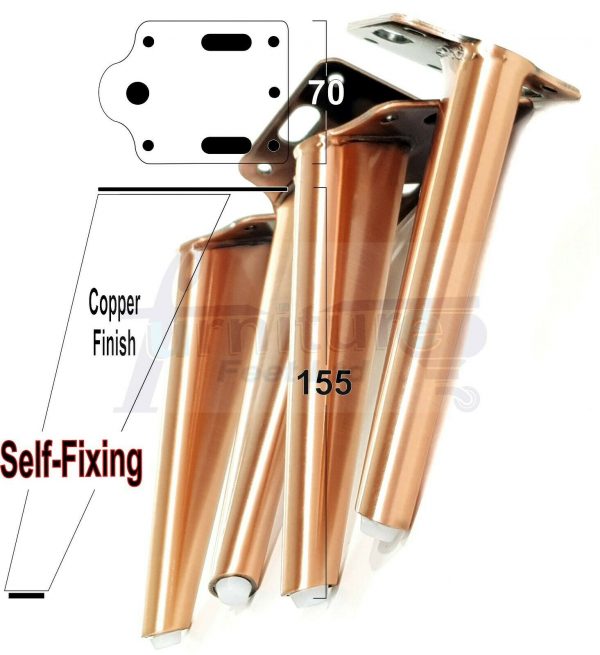 4x METAL FURNITURE LEGS 155mm HIGH SELF-FIXING FEET FOR SOFA CHAIR CABINETS BED - Image 12