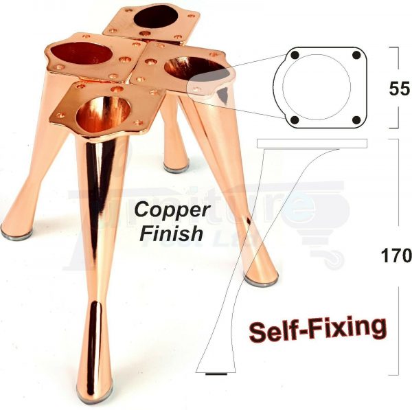 4x Metal Furniture Legs 170mm High Self-Fix for Screws Modern Feet Sofa Chair Cabinet Bed - Image 9