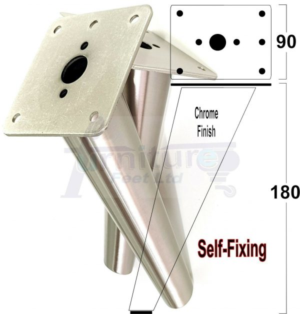 4x METAL FURNITURE LEGS 180mm HIGH SELF-FIXING FEET FOR SOFA CHAIR CABINETS BED - Image 10