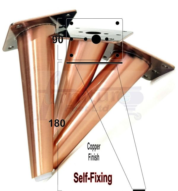 4x METAL FURNITURE LEGS 180mm HIGH SELF-FIXING FEET FOR SOFA CHAIR CABINETS BED - Image 12