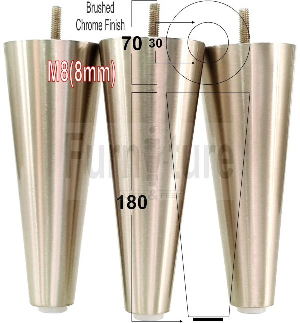 4x Metal Chrome Furniture Settee Legs Cabinet Sofa Feet 180mm High Chair Beds M8 - Image 13