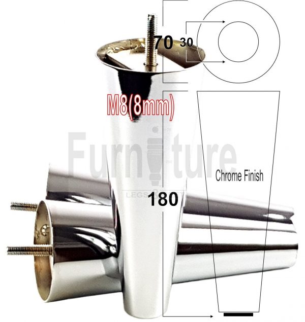 4x Metal Chrome Furniture Settee Legs Cabinet Sofa Feet 180mm High Chair Beds M8 - Image 12