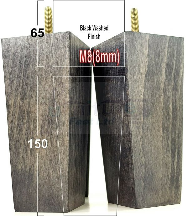 4x REPLACEMENT BLOCK WOOD FURNITURE LEGS M8(8mm) CHAIR - SETTEE FEET 150mm HIGH - Image 15